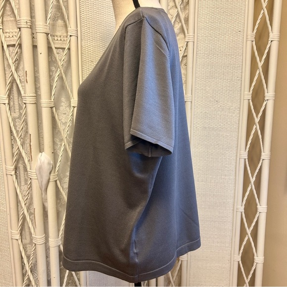 Jones New York Sweater Grey Silk Blend Pullover Short Sleeves Soft Plus size 2X - Picture 4 of 14